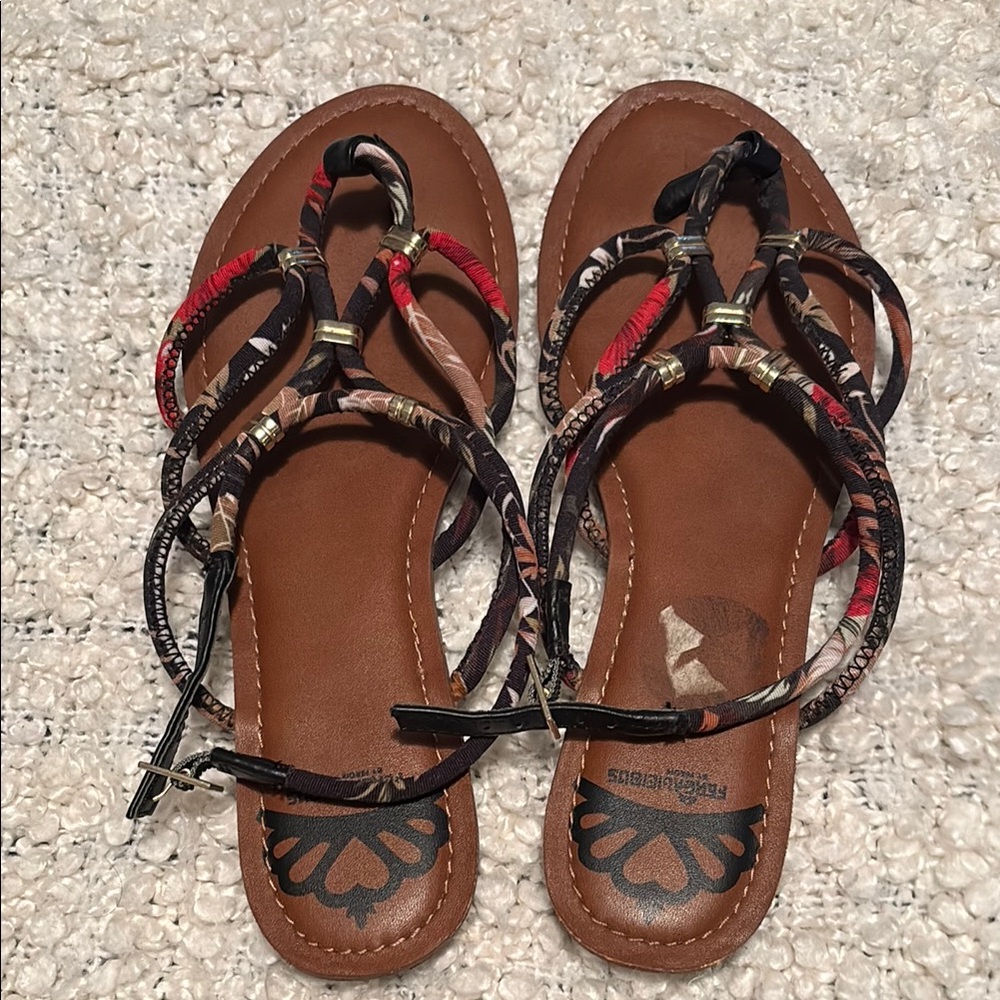 Fergalicious Brown and Red Strappy Sandals